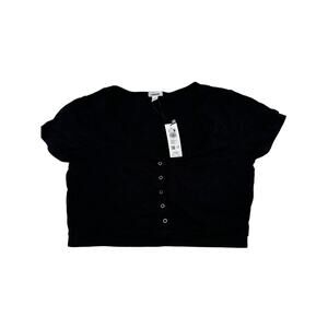 Garage Clothing Button Up Crop Top Size L NWT